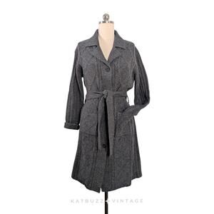 Mercer Madison Cardigan Sweater Jacket M Lambs Wool Duster Neutral Classic Gray